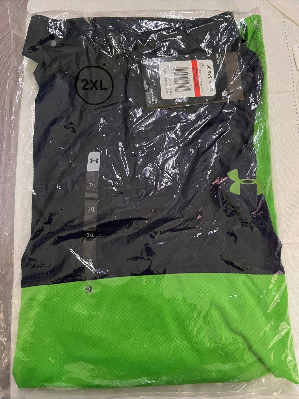 NWT Under Armour Golf Color block Polo 2.0 Men’s 2XL Navy Green HeatGear Loose